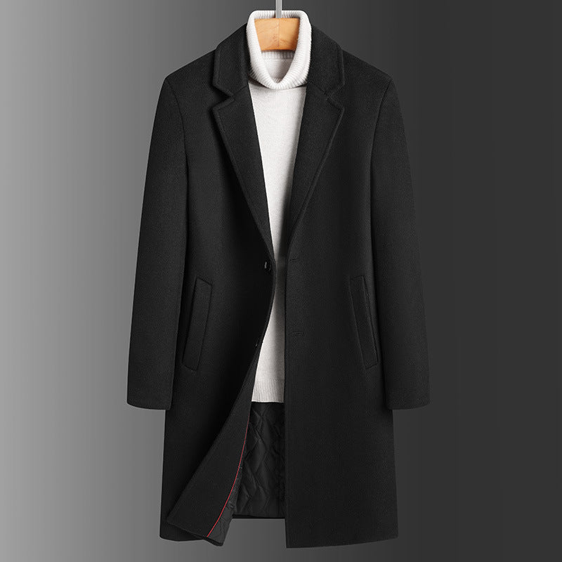 Woolen Men's Slim Long Casual Trench Coat