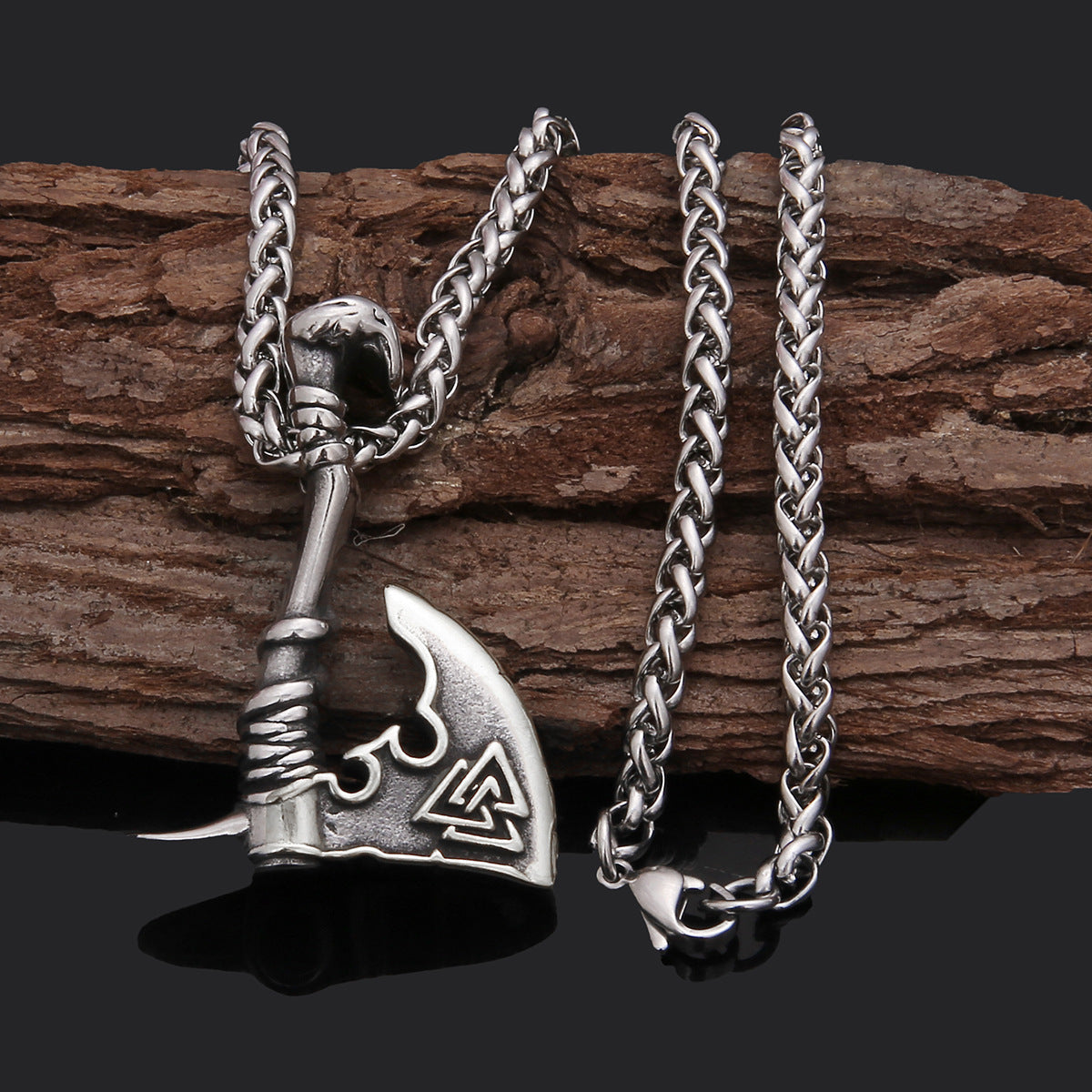 Stainless Steel Axe Pendant Titanium Steel Orchid Chain Men