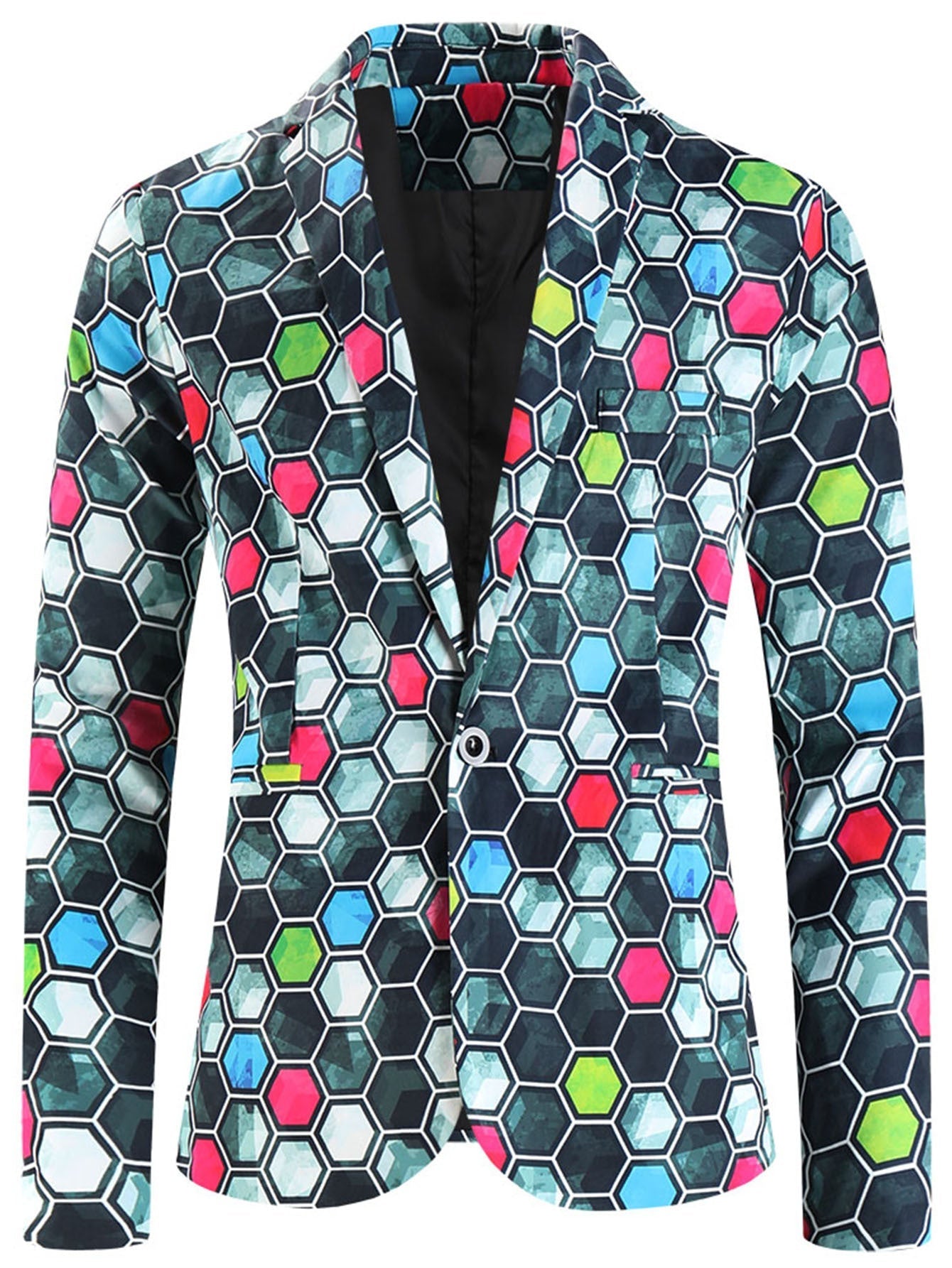 One Button Printing Leisure Suit Plus Size Men's Top