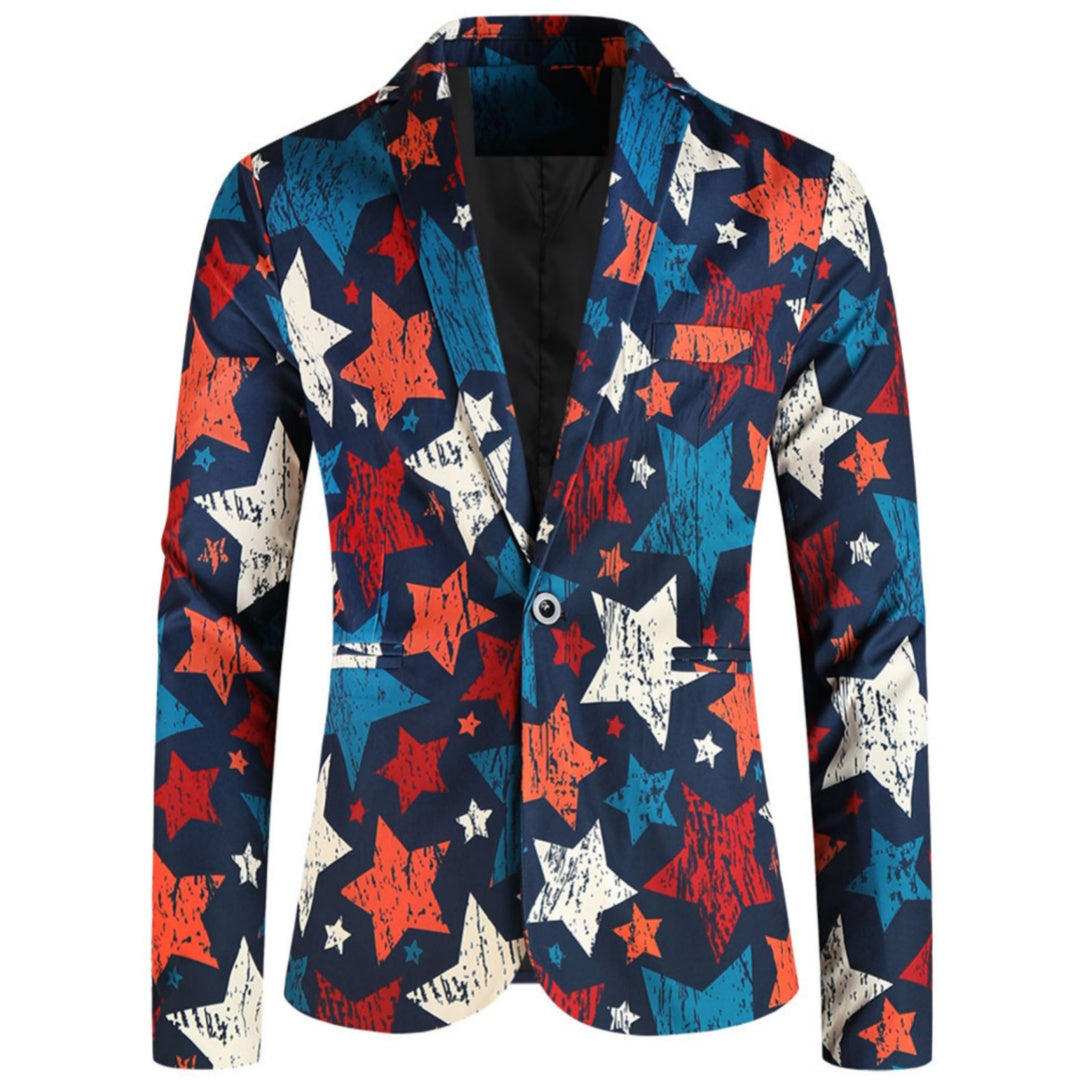 One Button Printing Leisure Suit Plus Size Men's Top