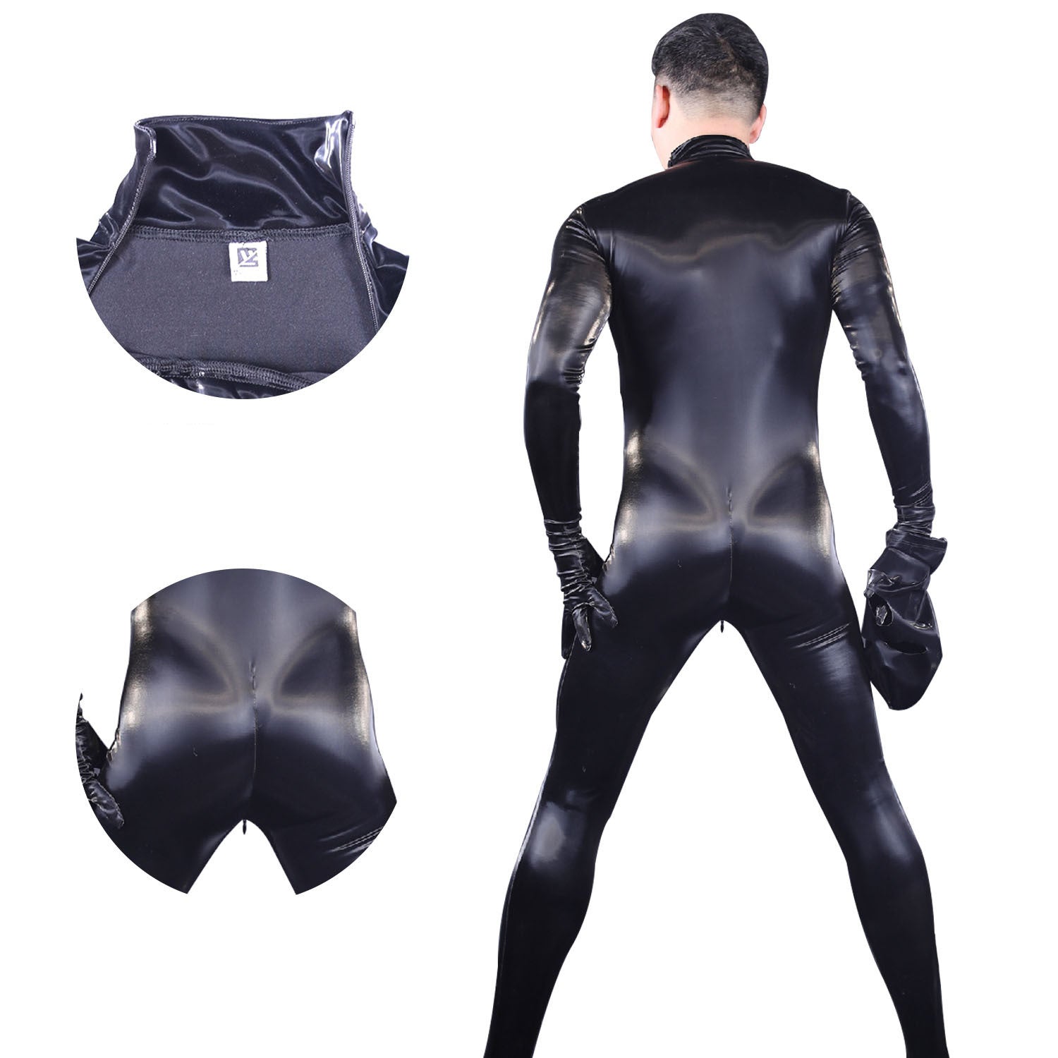 European And American Bright Leather PU Men's All-inclusive Bodysuit