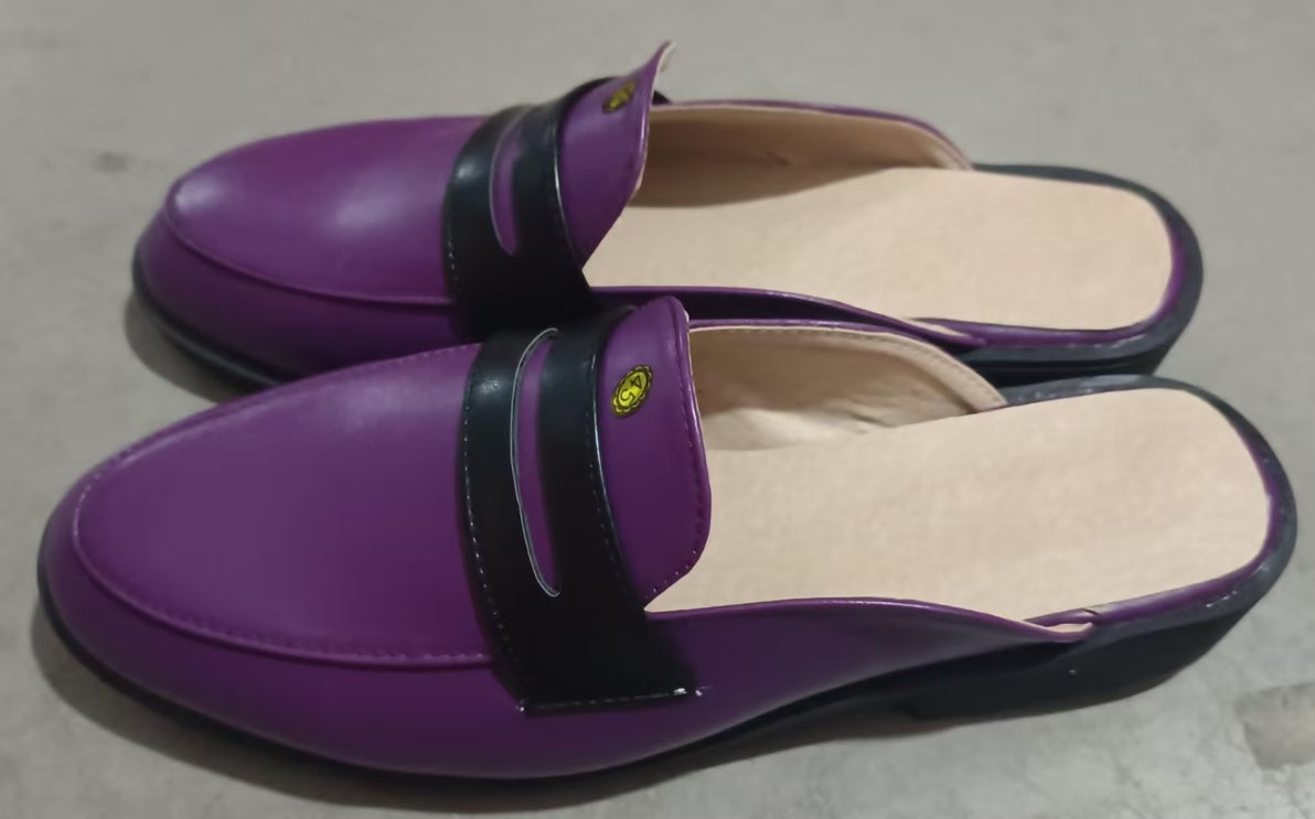 New Men's Solid Movement Pointed Back Half Cut Versatile Casual Leather Shoes And Slippers