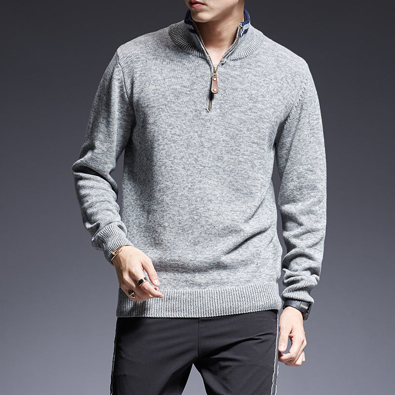 Zipper Stand-up Collar Fashion Sweater Men