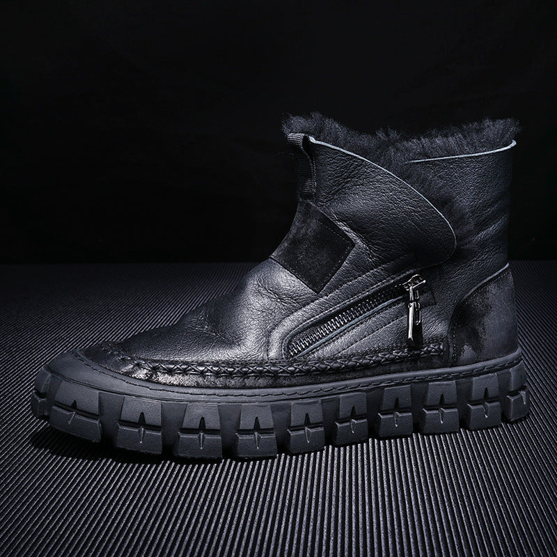 New Fur One Boot Men's Leather Wool And Fleece
