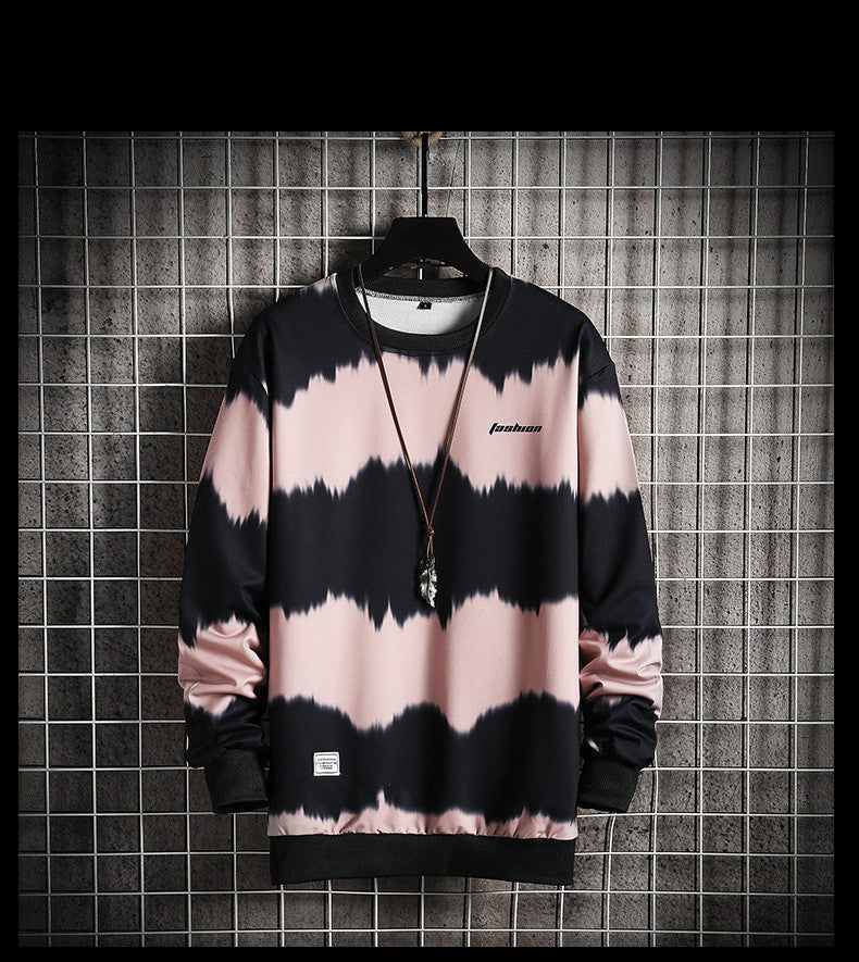Two-tone Tie-dye Casual Men's Sweater