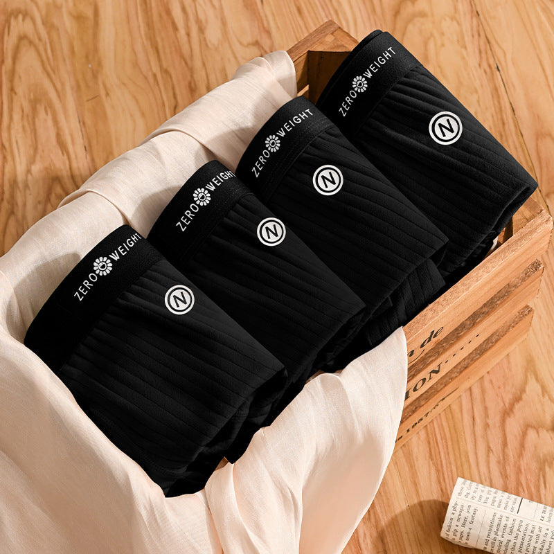 Striped Purified Cotton Men's Underwear Mid-waist Contrast Color