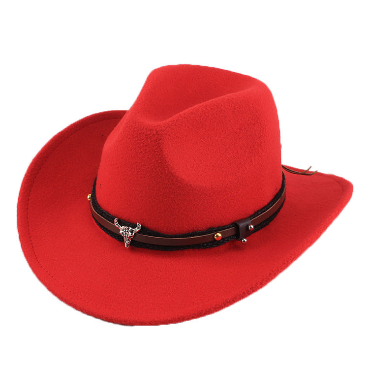 European And American Style Woolen Cowboy Hat Men's Lady Couple Ethnic Style Curling