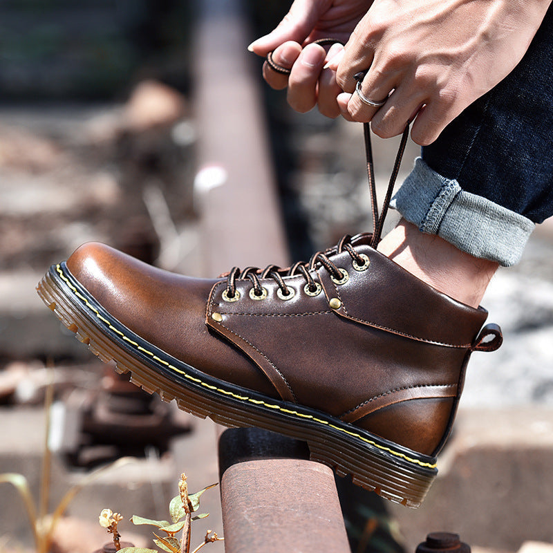 Martin Boots Men's Middle Cut British Style Shoes All-match Tooling Boots