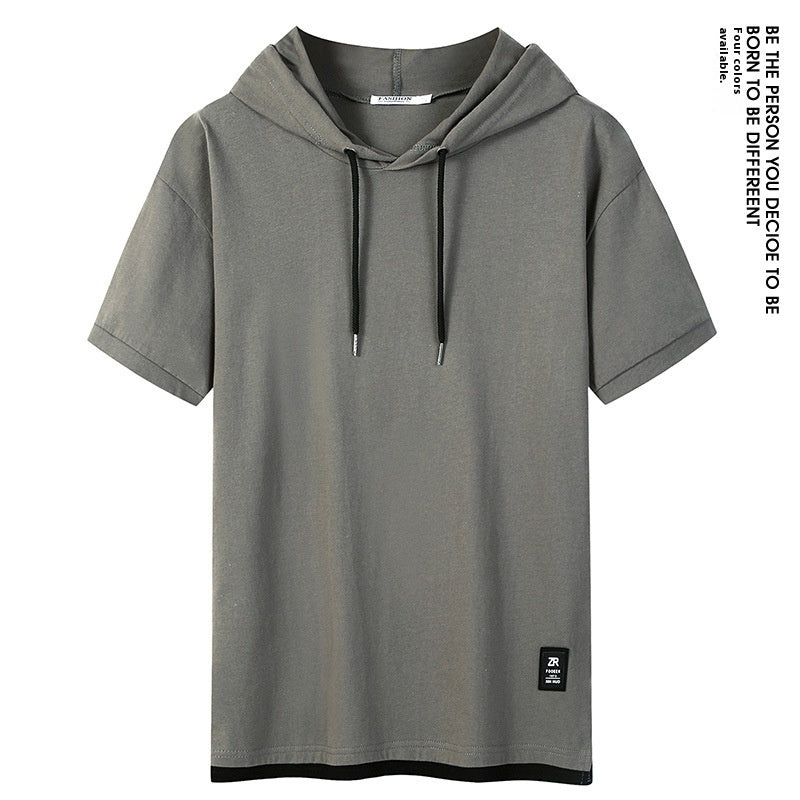 Casual Simple Men's Clothing Cotton Hooded T-shirt