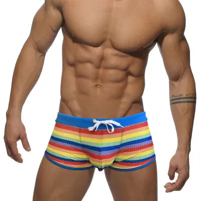 Side slit flat angle swim trunks men's large bag