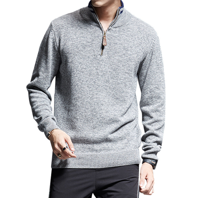 Zipper Stand-up Collar Fashion Sweater Men