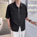 Half Zipper Short Sleeve Shirt Men