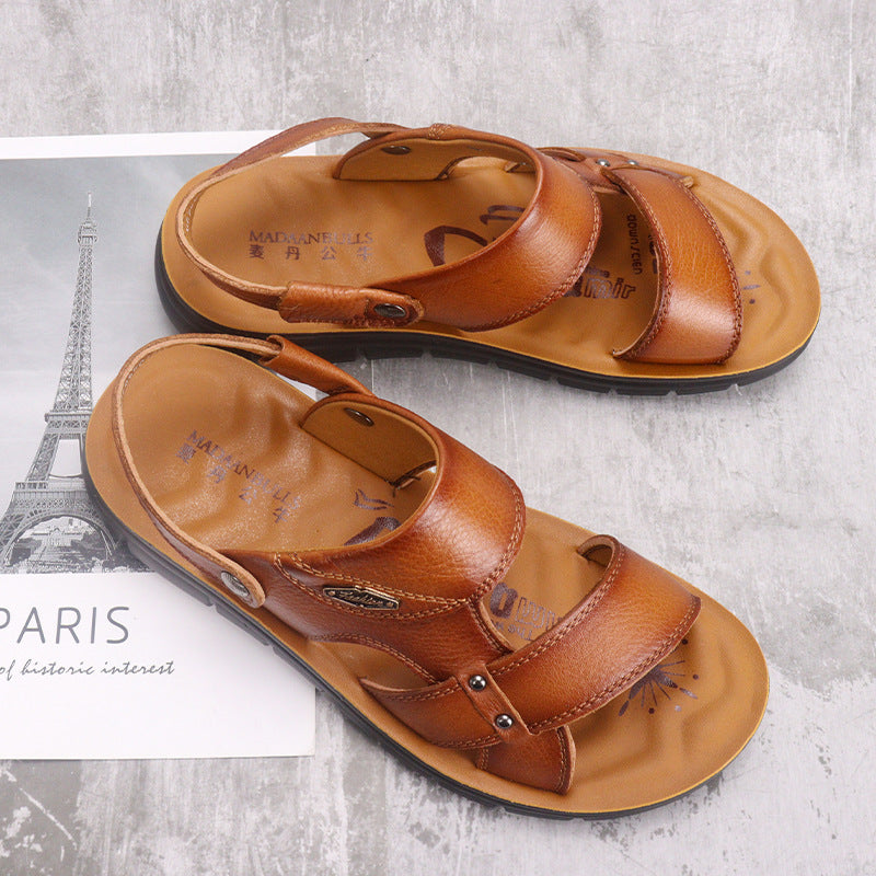 First Layer Cowhide Men's Beach Shoes Summer New Style