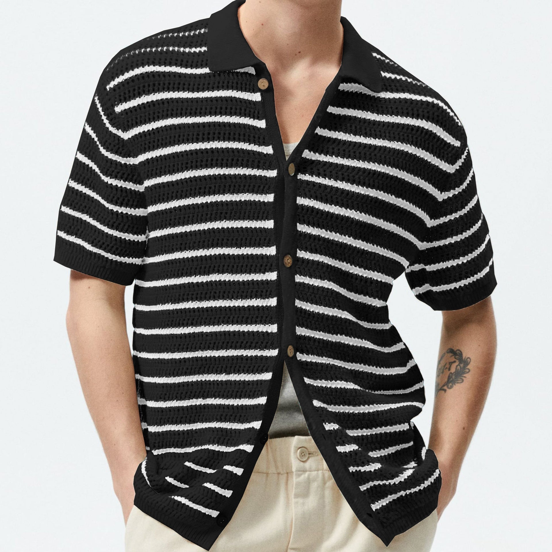 Men's Striped Wool Casual Sweater