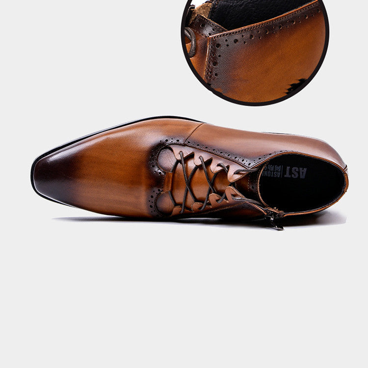 Men's High Top Leather Shoes Knight Leather Boots