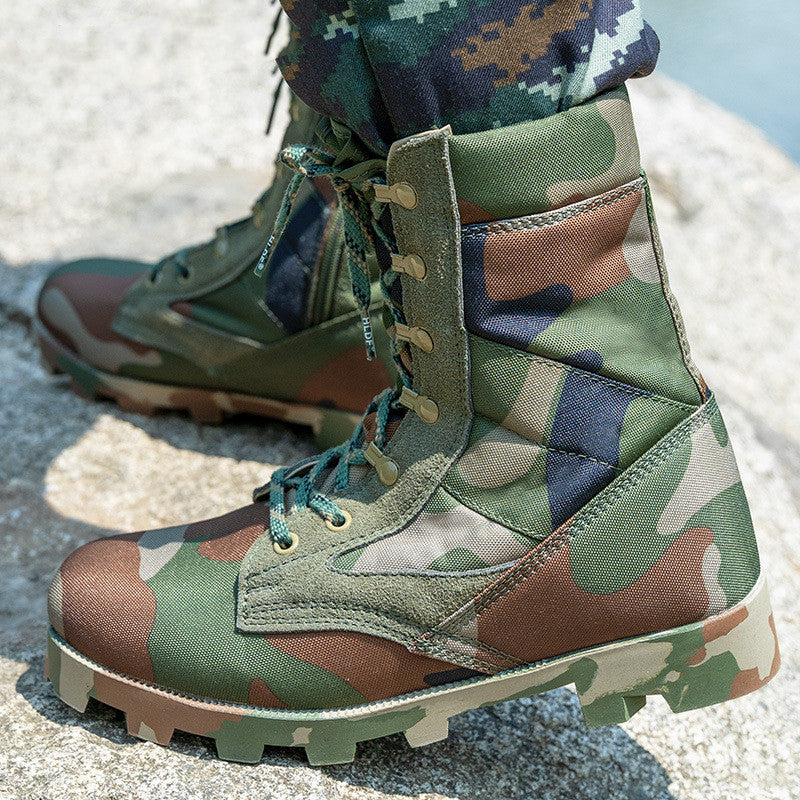 Spring High-top Breathable Zipper Army Fan Combat Boots Outdoor Combat