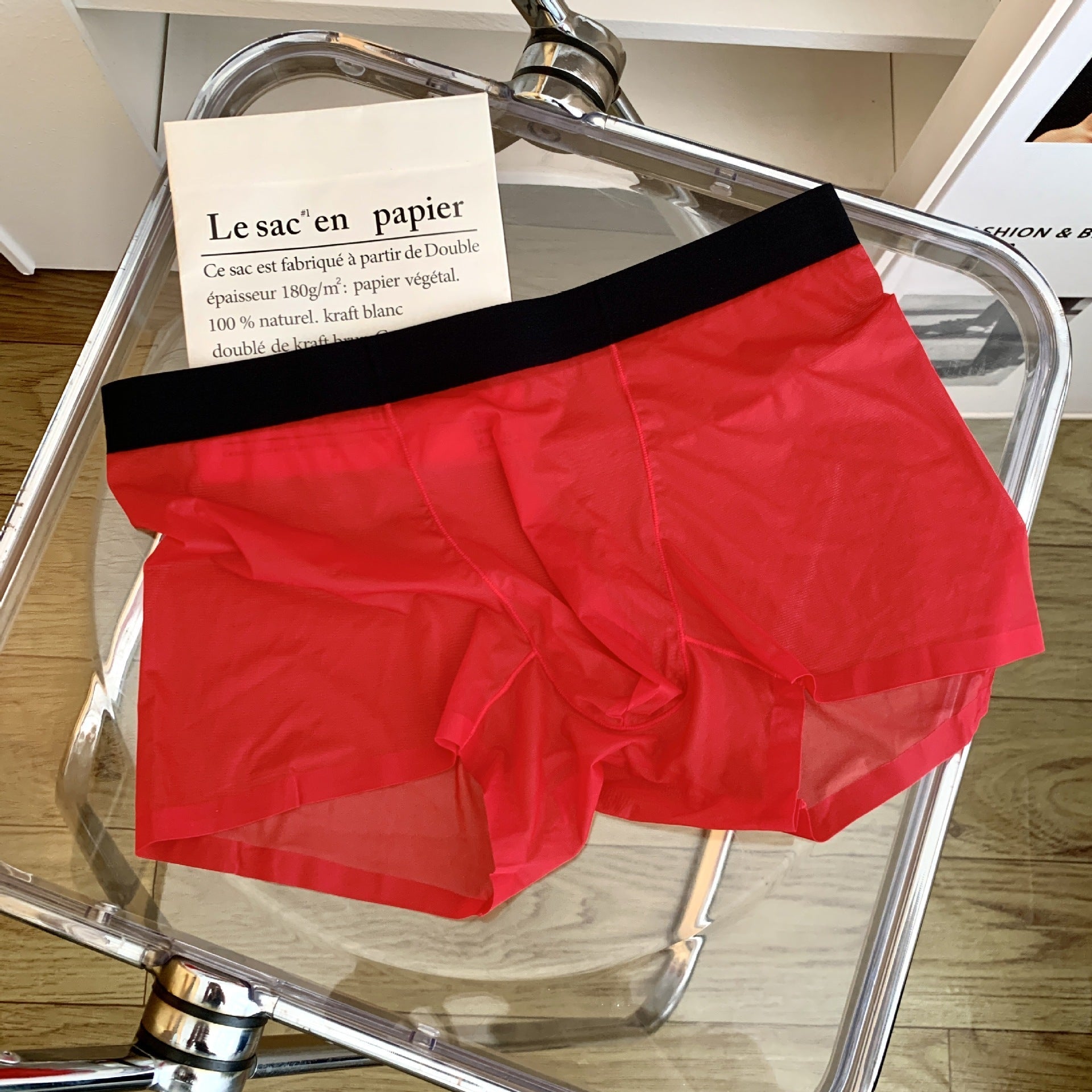 20D Ice Silk Nude Feel Seamless Ultra-thin Transparent Men's Underwear Boxers