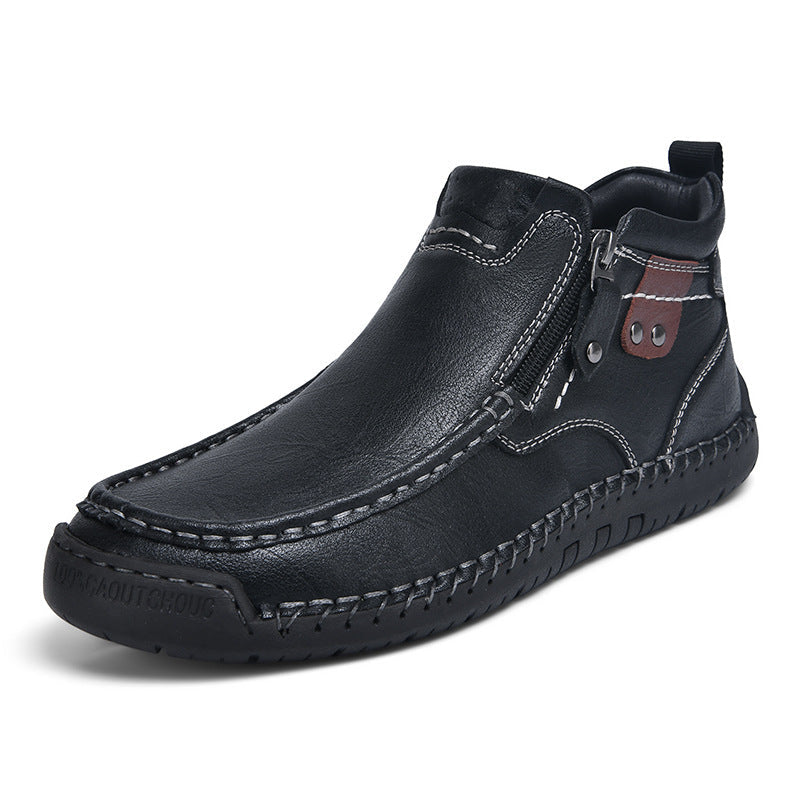 Slip-on Men's Short Boots Fashion Mid-Top Martin Boots
