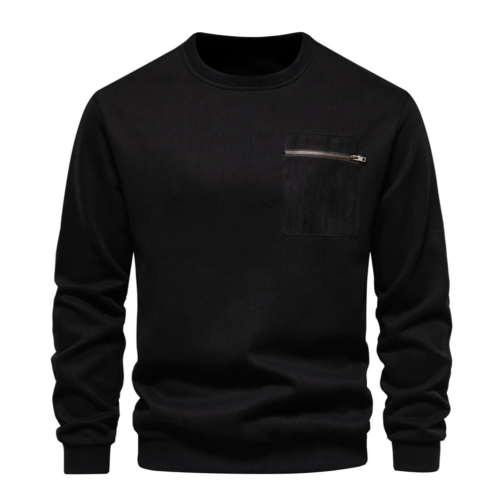 Contrast Color Pocket Pullover Long Sleeve Men's Spring Bottoming