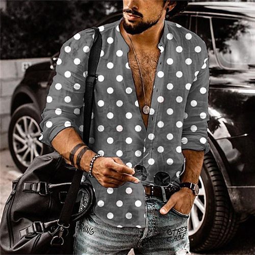3D Polka-dot Loose-fitting Long Sleeve Printed Shirt