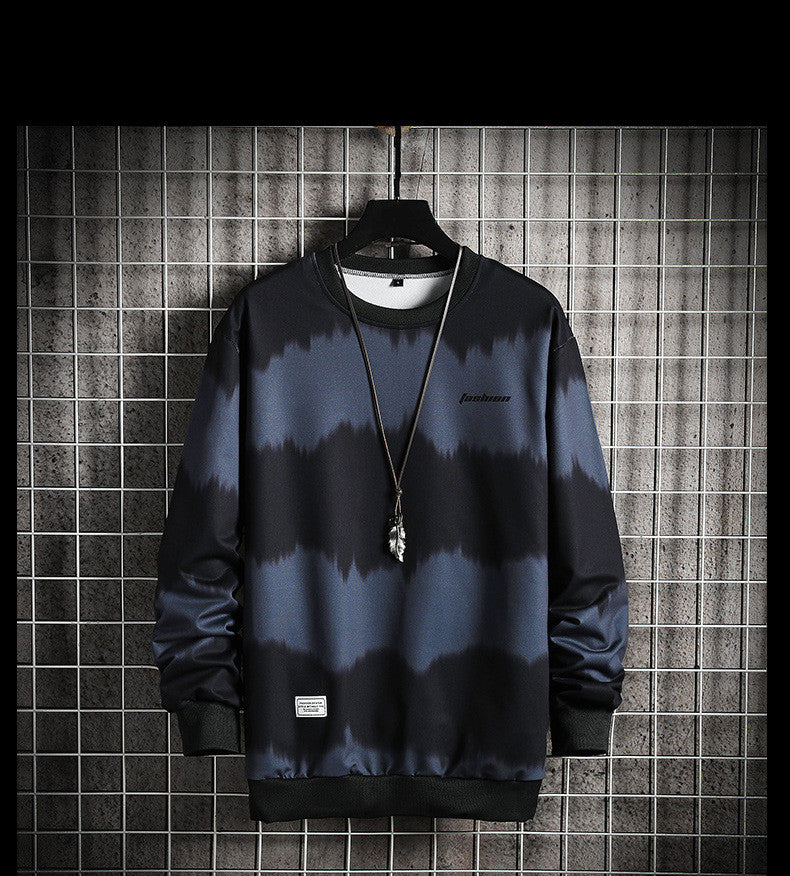 Two-tone Tie-dye Casual Men's Sweater