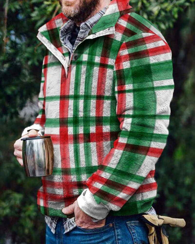 Autumn And Winter Casual Button Pocket Flannel Plush Men's Sweater