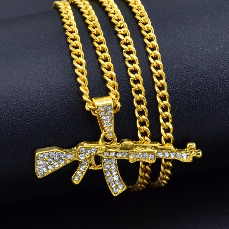 Cool Gothic Gun Shape Pendant Rhinestone