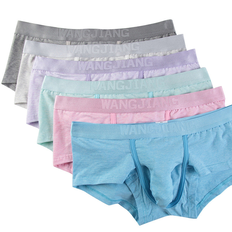 Men's Low Waist Solid Color Cotton Breathable Comfortable Boxers Underwear Boxer
