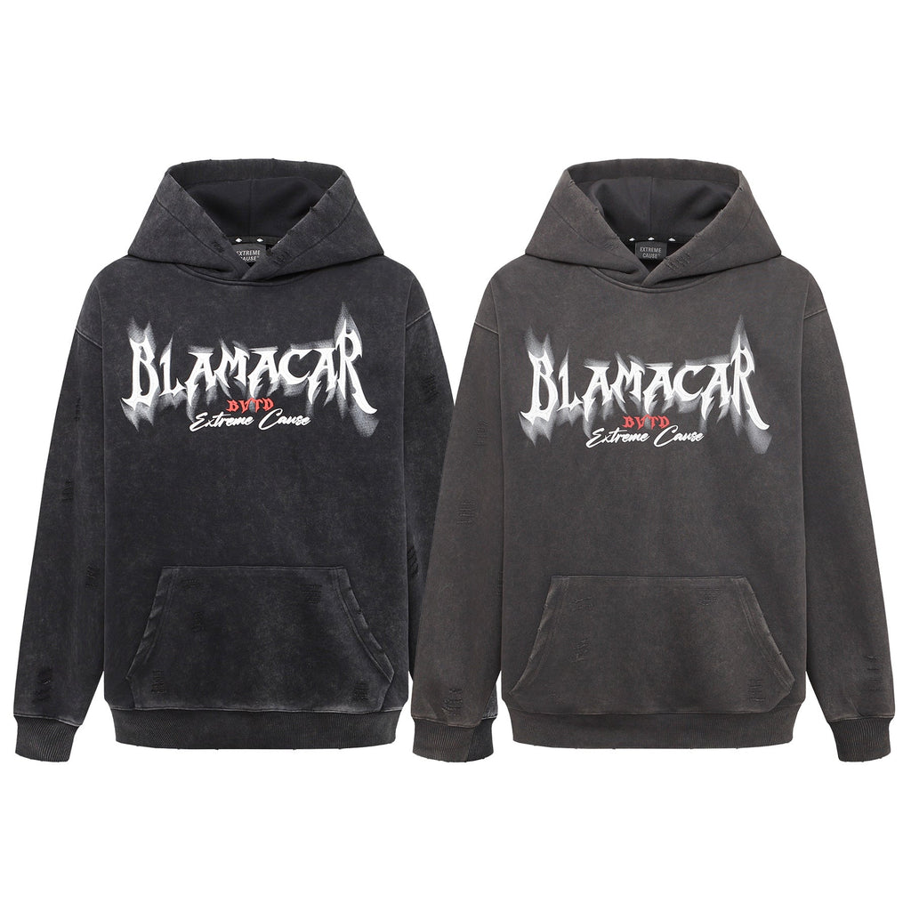 American Retro Heavy Washed Hoodie Design Sense Printed Hoodie