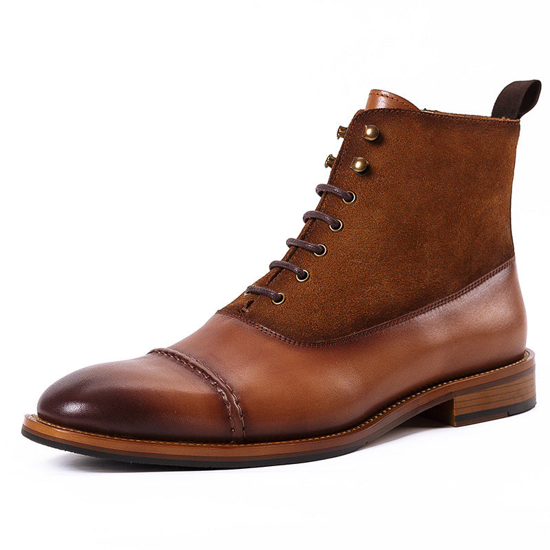 Three-Joint Lace-Up High-Top Casual Leather Boots
