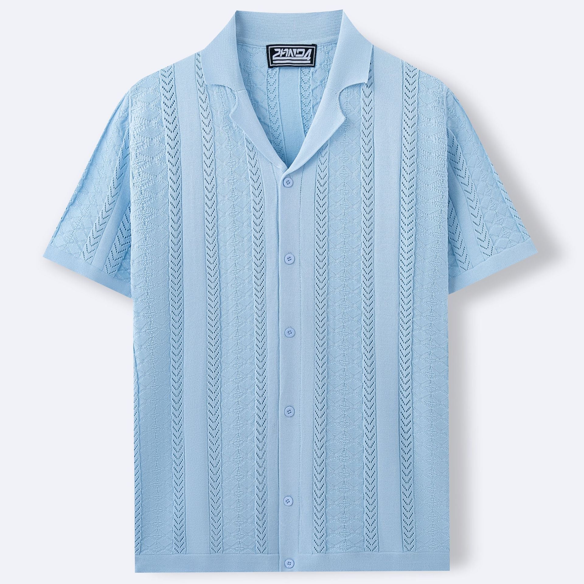 Short Sleeve Striped Hollow Shirt