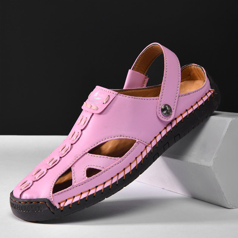 Couple Bright Sandals Closed Toe Hollow Hole Shoes