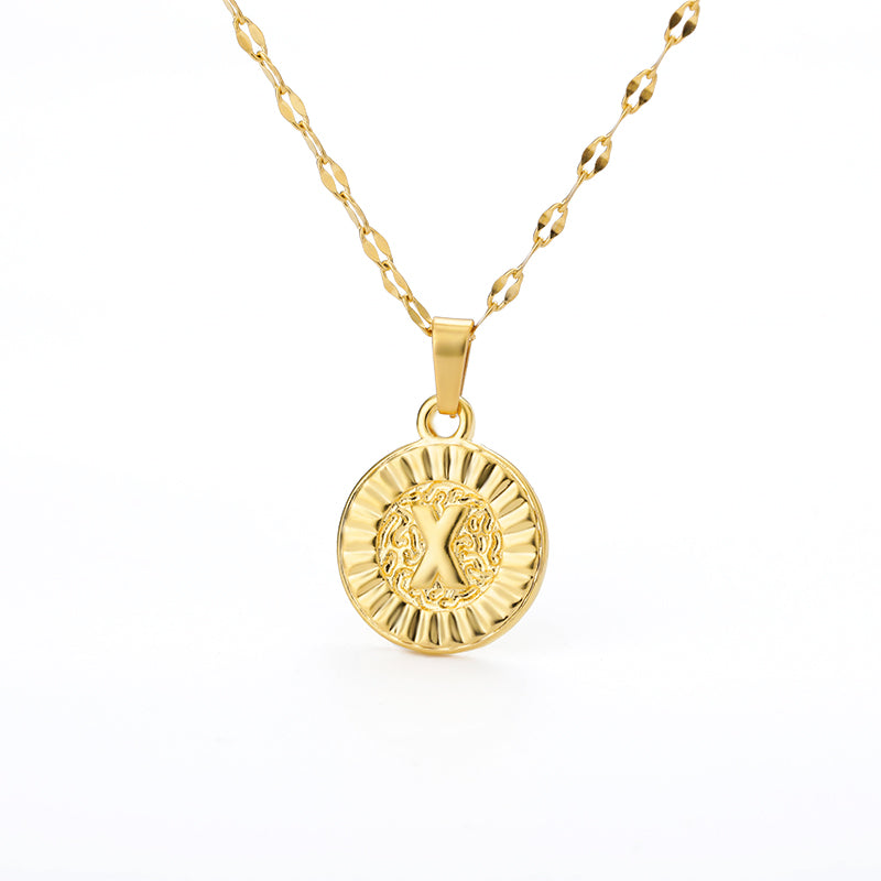English Alphabet Disc Necklace Men and women