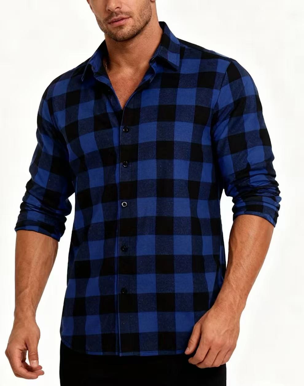 Teenage Men's Checked Long-sleeved Casual Shirt