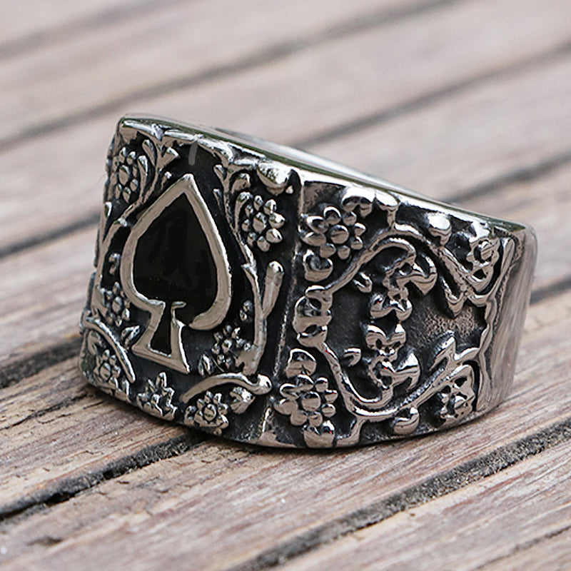 Men's Spades Epoxy Carved Rings
