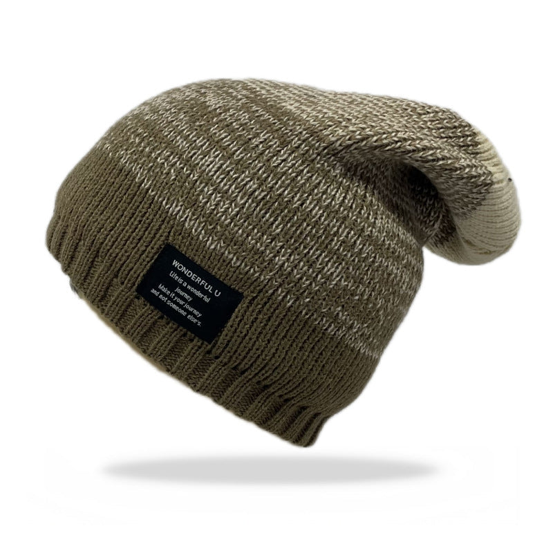 Mixed Color Plus Fluff Knitted Hat Unisex