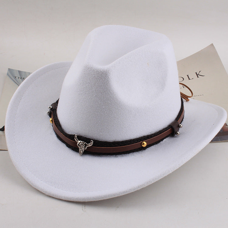 European And American Style Woolen Cowboy Hat Men's Lady Couple Ethnic Style Curling