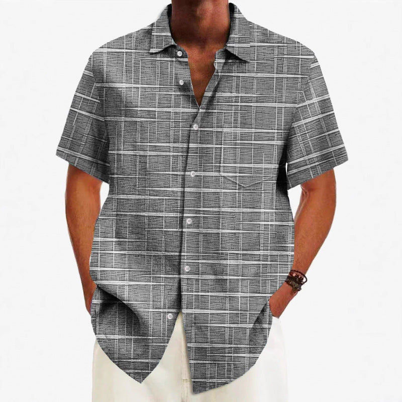 Personal Leisure Loose Men's Cardigan Button Short Sleeve Shirt