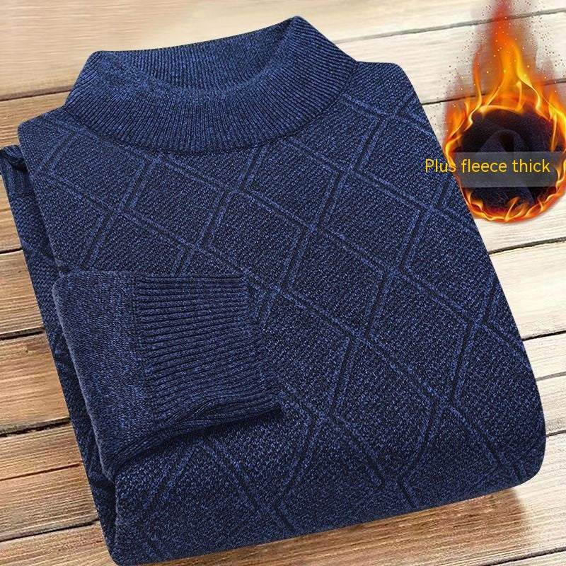 Autumn And Winter Men's Fleece-lined Sweater
