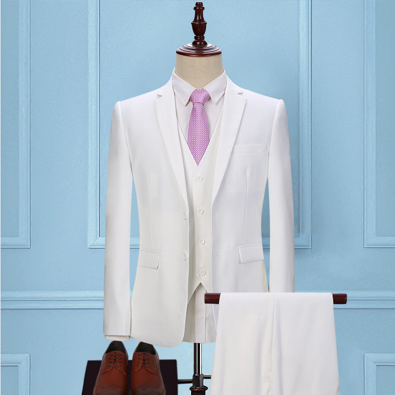 Dark Green Suit Suit Men's Three-piece Suit Korean Slim Suit Business