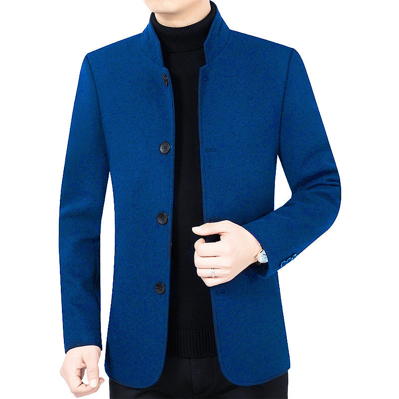 Stand Collar Wool Woolen Jacket Casual Coat