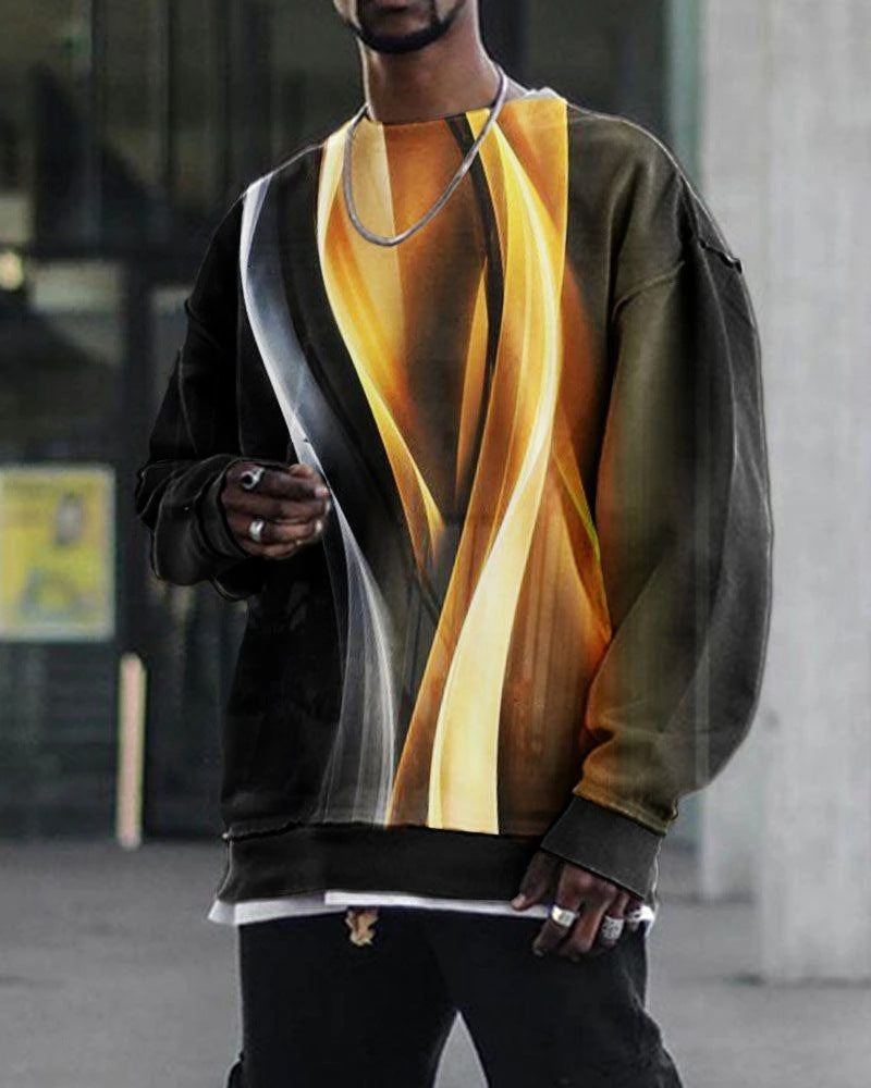 3d Digital Printing Loose Casual Trend Round Neck Long Sleeve Sweater