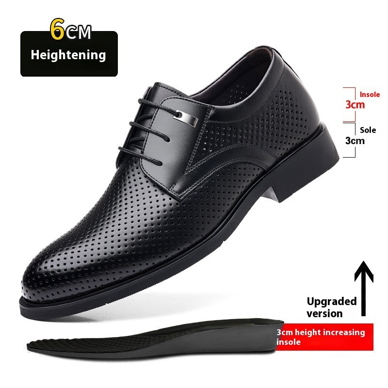 Men's Height Increasing Insole Formal Business Hollow Leather Shoes