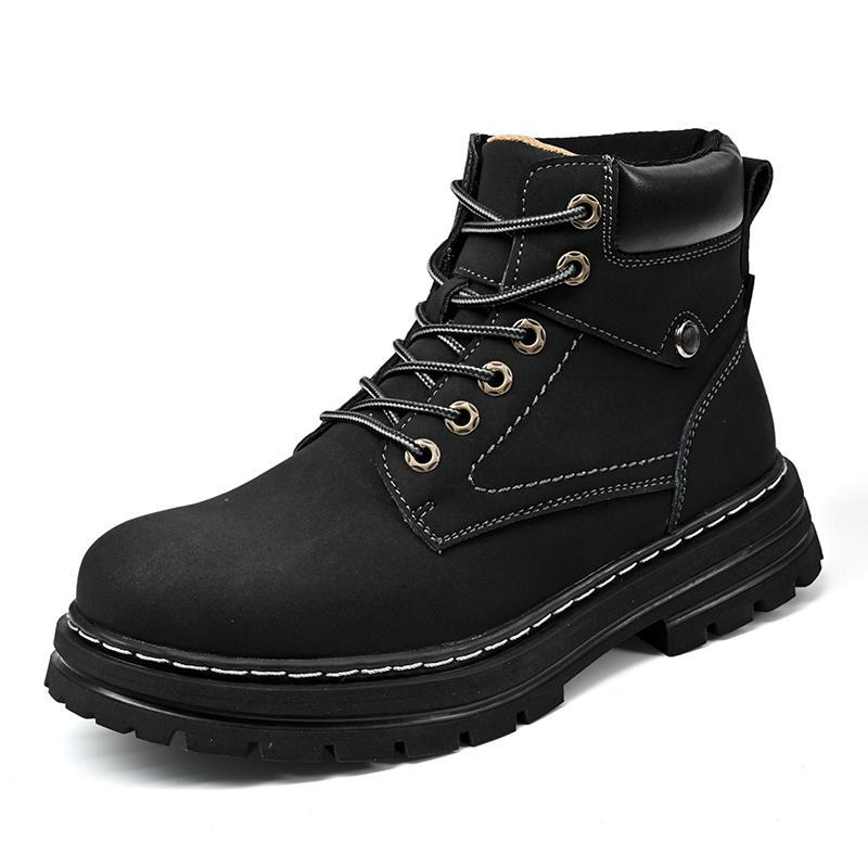 Men's Simple Casual Plus Size Leather Martin Boots
