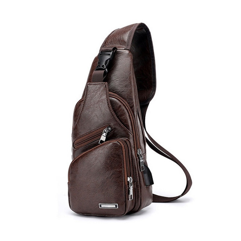 Men USB Charging Bag Men Chest Bag For Custom PU PVC Shoulder Bag Diagonal Package Messenger bag