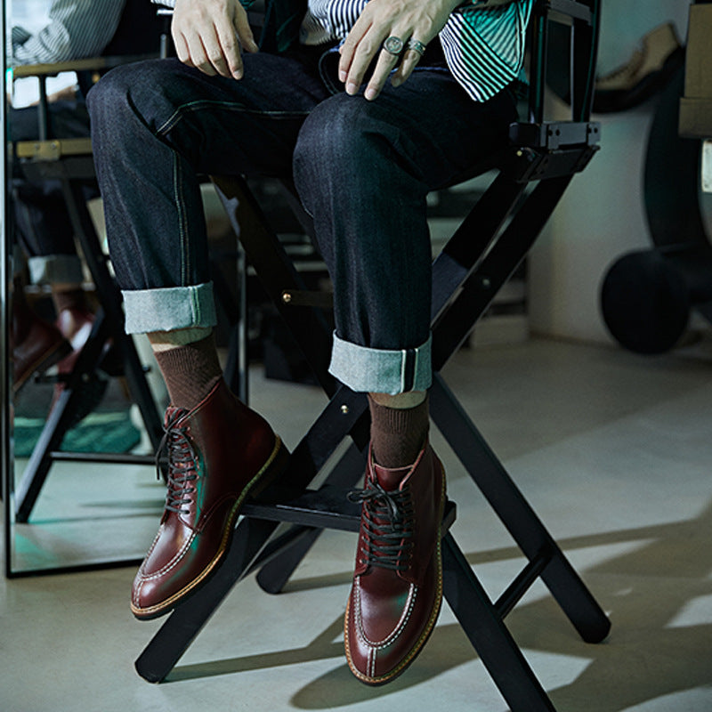 Outdoor Motorcycle Boots Autumn And Winter New Retro Men's Shoes High-top Martin Boots Tide