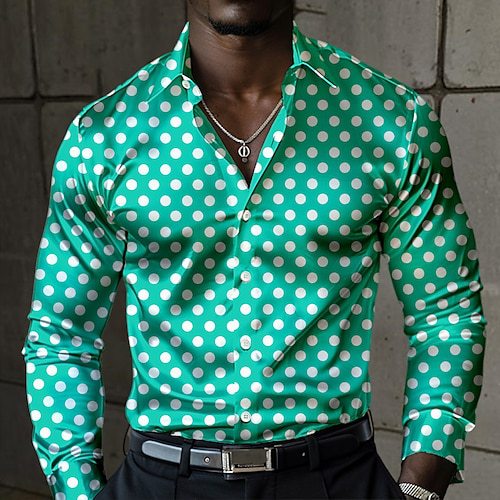 3D Polka-dot Loose-fitting Long Sleeve Printed Shirt