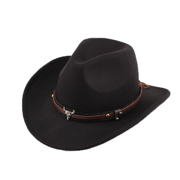 European And American Style Woolen Cowboy Hat Men's Lady Couple Ethnic Style Curling