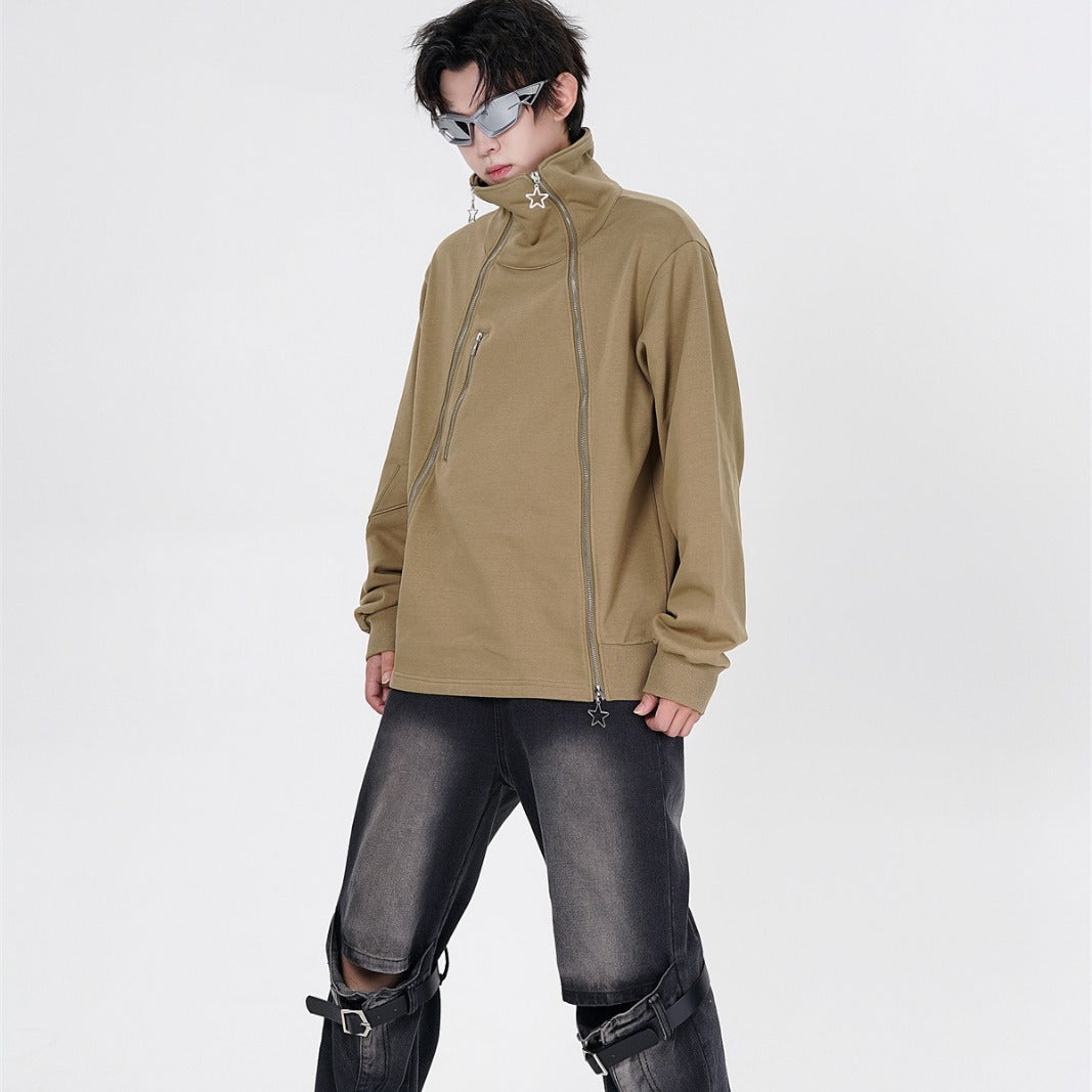 Couple's Double Zipper Neutral Loose Coat