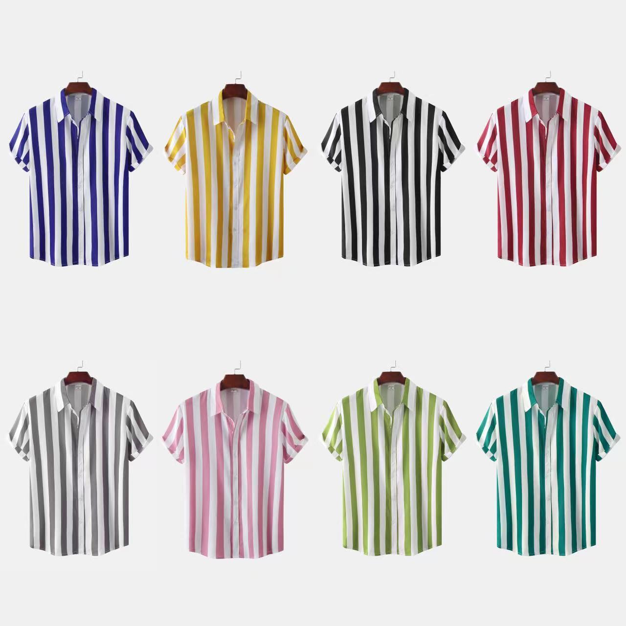 Men's striped Short Sleeve Loose Shirt